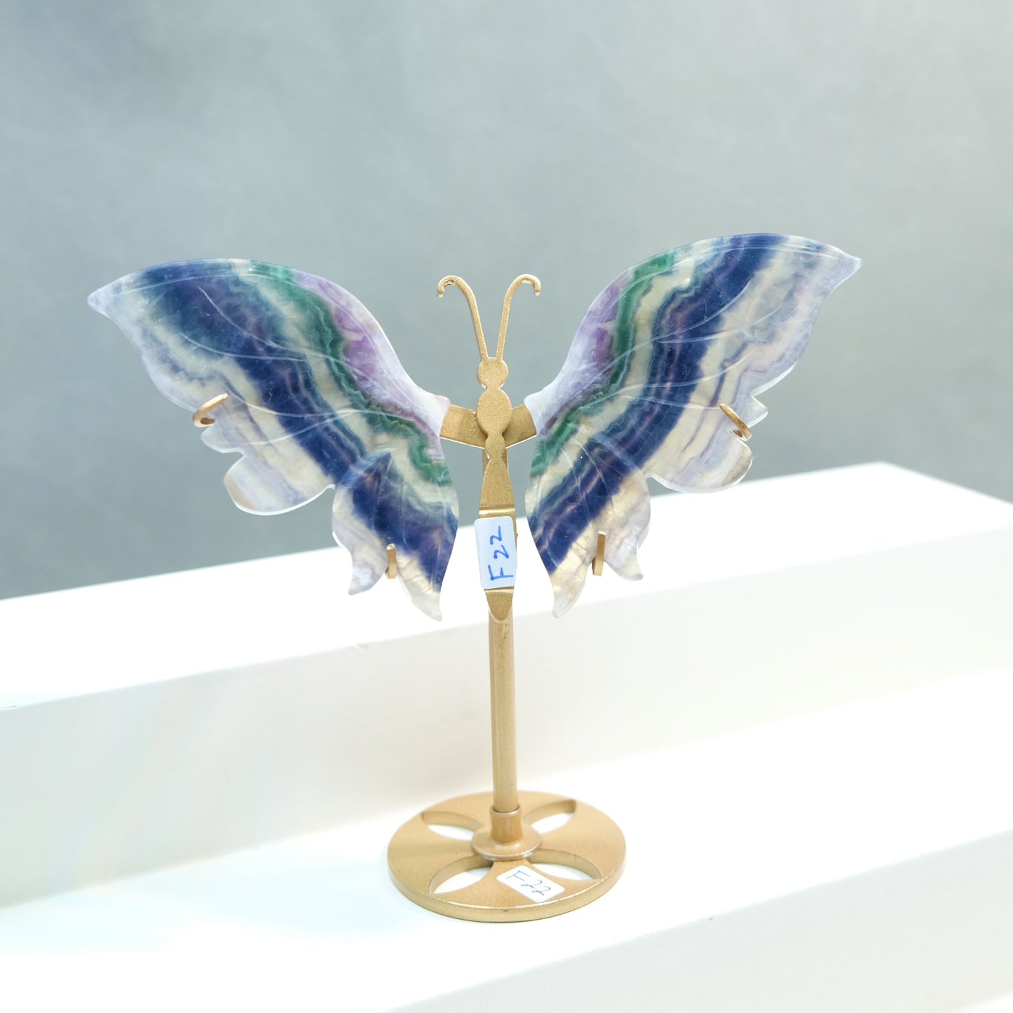[Wholesale Price]Exquisite Blue Rainbow Fluorite Crystal Butterfly Wings One of A Kind Pieces
